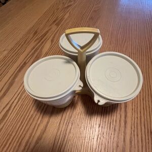 Tupperware Seal 3 Container Serving Set Gold & Almond Color